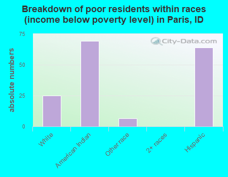 Breakdown of poor residents within races (income below poverty level) in Paris, ID