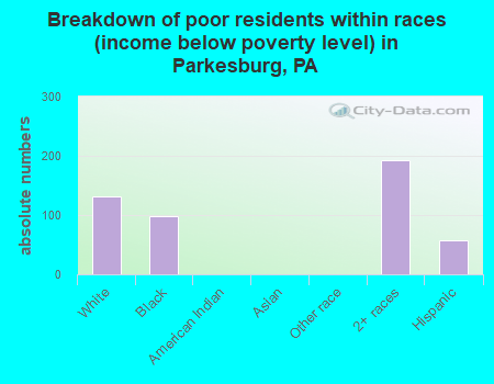 Breakdown of poor residents within races (income below poverty level) in Parkesburg, PA