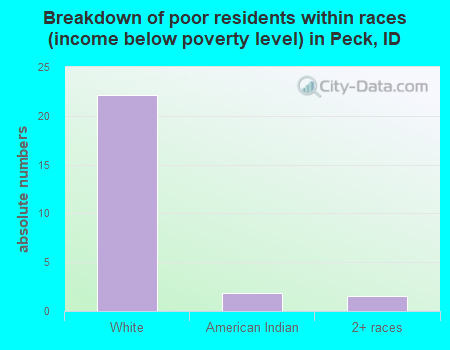 Breakdown of poor residents within races (income below poverty level) in Peck, ID