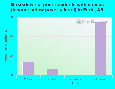 Breakdown of poor residents within races (income below poverty level) in Perla, AR