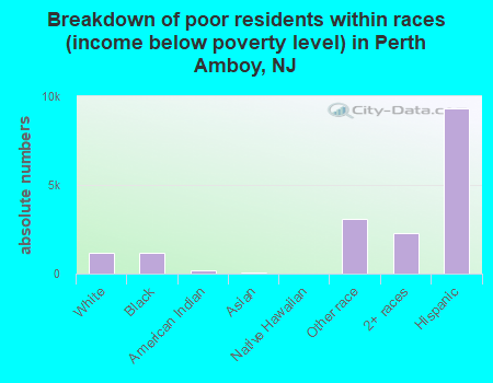 Breakdown of poor residents within races (income below poverty level) in Perth Amboy, NJ