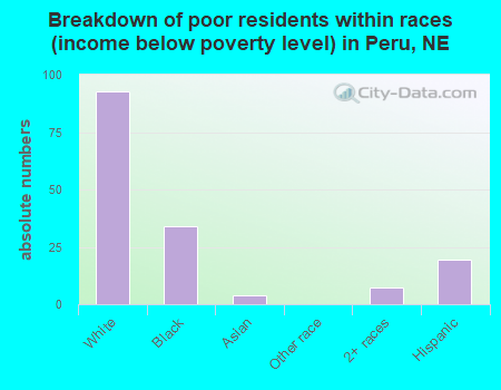 Breakdown of poor residents within races (income below poverty level) in Peru, NE