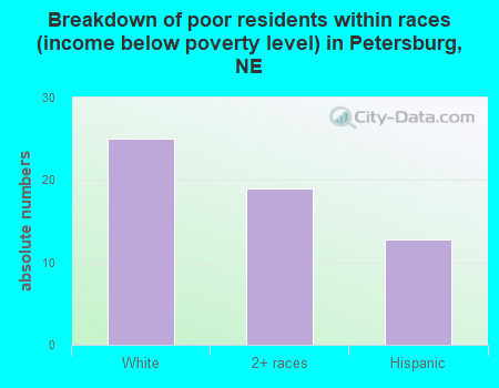 Breakdown of poor residents within races (income below poverty level) in Petersburg, NE