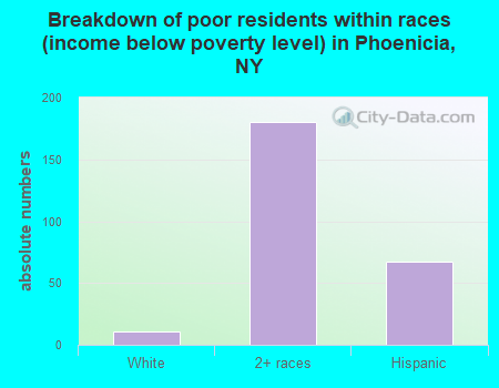 Breakdown of poor residents within races (income below poverty level) in Phoenicia, NY