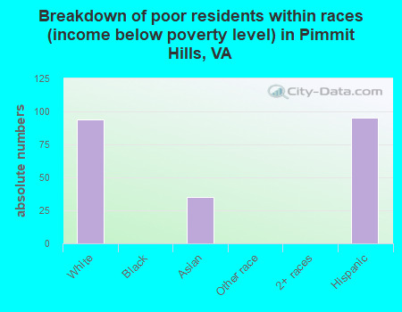 Breakdown of poor residents within races (income below poverty level) in Pimmit Hills, VA