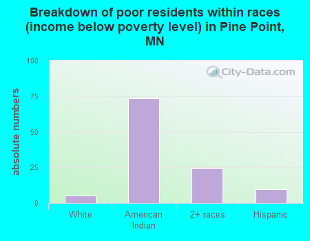 Breakdown of poor residents within races (income below poverty level) in Pine Point, MN
