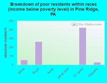 Breakdown of poor residents within races (income below poverty level) in Pine Ridge, PA