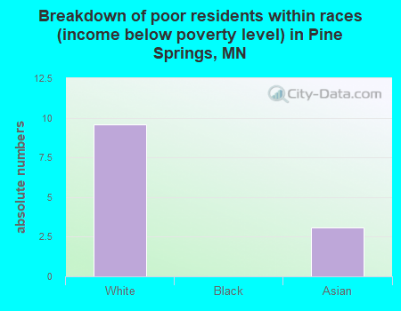 Breakdown of poor residents within races (income below poverty level) in Pine Springs, MN