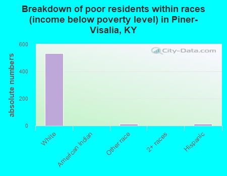 Breakdown of poor residents within races (income below poverty level) in Piner-Visalia, KY