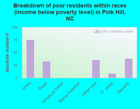 Breakdown of poor residents within races (income below poverty level) in Pink Hill, NC