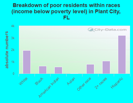 Breakdown of poor residents within races (income below poverty level) in Plant City, FL