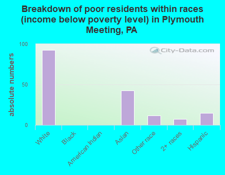 Breakdown of poor residents within races (income below poverty level) in Plymouth Meeting, PA