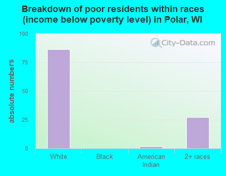 Breakdown of poor residents within races (income below poverty level) in Polar, WI
