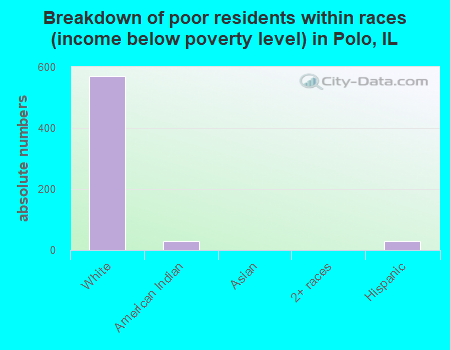 Breakdown of poor residents within races (income below poverty level) in Polo, IL