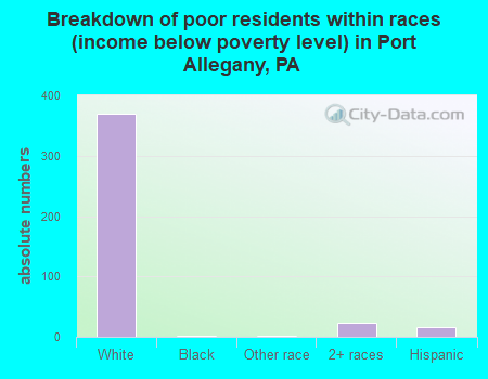 Breakdown of poor residents within races (income below poverty level) in Port Allegany, PA