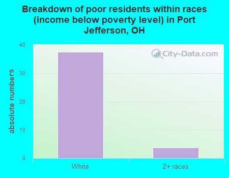 Breakdown of poor residents within races (income below poverty level) in Port Jefferson, OH