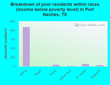 Breakdown of poor residents within races (income below poverty level) in Port Neches, TX