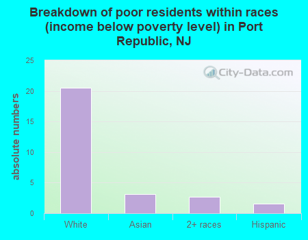 Breakdown of poor residents within races (income below poverty level) in Port Republic, NJ