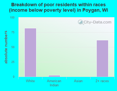 Breakdown of poor residents within races (income below poverty level) in Poygan, WI