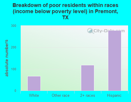 Breakdown of poor residents within races (income below poverty level) in Premont, TX