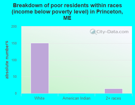 Breakdown of poor residents within races (income below poverty level) in Princeton, ME