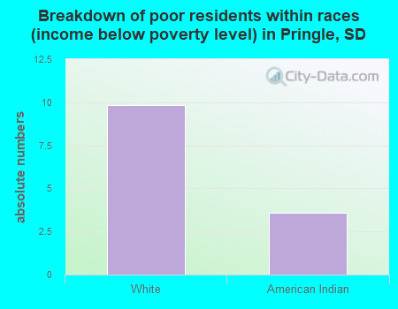 Breakdown of poor residents within races (income below poverty level) in Pringle, SD