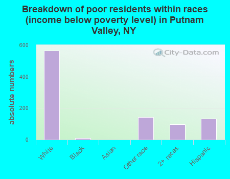 Breakdown of poor residents within races (income below poverty level) in Putnam Valley, NY