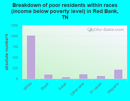 Breakdown of poor residents within races (income below poverty level) in Red Bank, TN