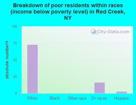 Breakdown of poor residents within races (income below poverty level) in Red Creek, NY