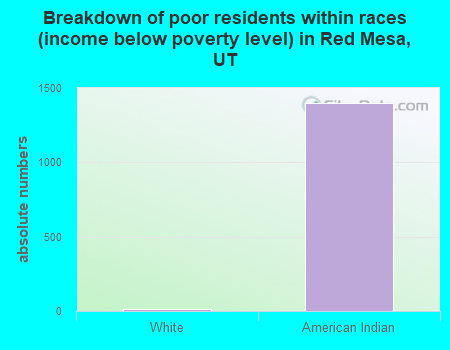 Breakdown of poor residents within races (income below poverty level) in Red Mesa, UT