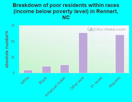 Breakdown of poor residents within races (income below poverty level) in Rennert, NC