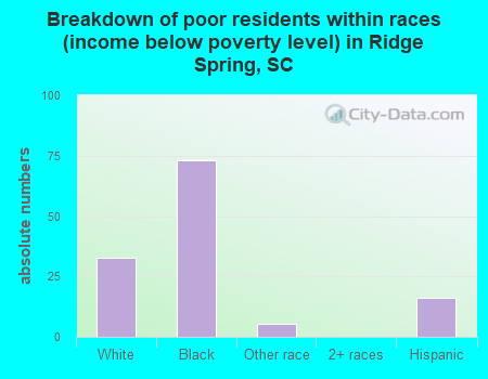 Breakdown of poor residents within races (income below poverty level) in Ridge Spring, SC