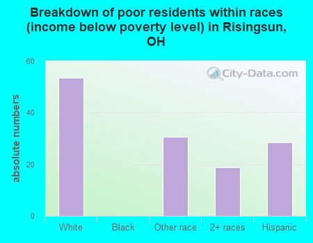 Breakdown of poor residents within races (income below poverty level) in Risingsun, OH