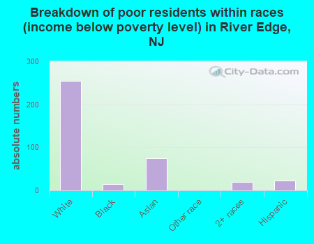 Breakdown of poor residents within races (income below poverty level) in River Edge, NJ