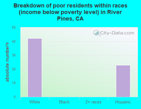 Breakdown of poor residents within races (income below poverty level) in River Pines, CA