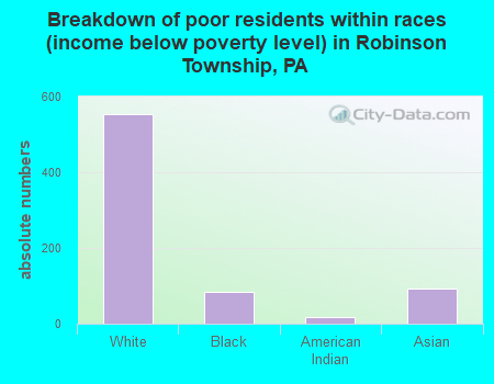 Breakdown of poor residents within races (income below poverty level) in Robinson Township, PA