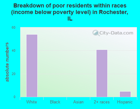 Breakdown of poor residents within races (income below poverty level) in Rochester, IL