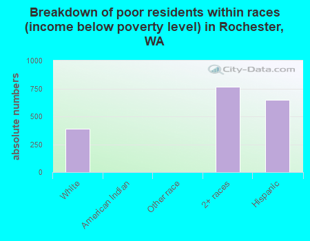 Breakdown of poor residents within races (income below poverty level) in Rochester, WA