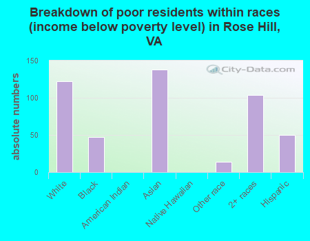 Breakdown of poor residents within races (income below poverty level) in Rose Hill, VA
