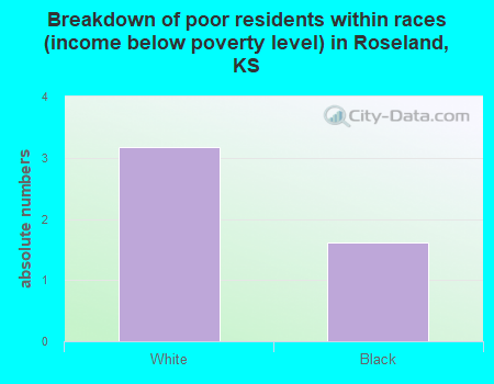 Breakdown of poor residents within races (income below poverty level) in Roseland, KS