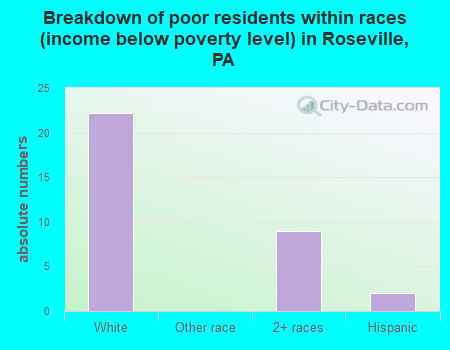Breakdown of poor residents within races (income below poverty level) in Roseville, PA