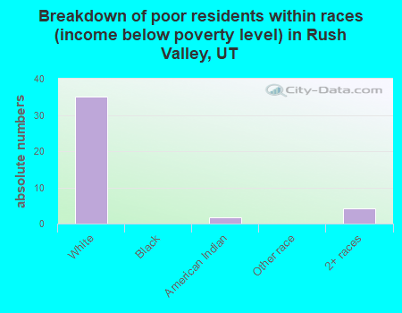 Breakdown of poor residents within races (income below poverty level) in Rush Valley, UT