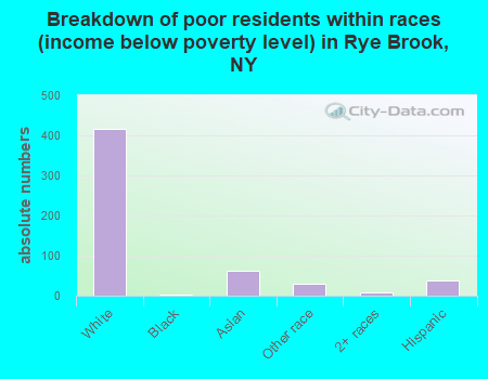 Breakdown of poor residents within races (income below poverty level) in Rye Brook, NY