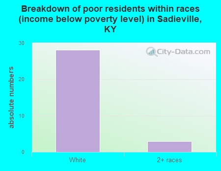 Breakdown of poor residents within races (income below poverty level) in Sadieville, KY