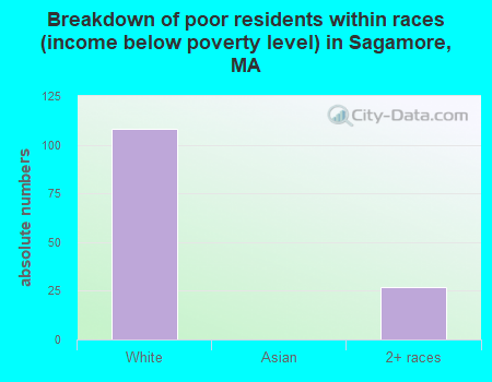 Breakdown of poor residents within races (income below poverty level) in Sagamore, MA