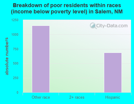 Breakdown of poor residents within races (income below poverty level) in Salem, NM