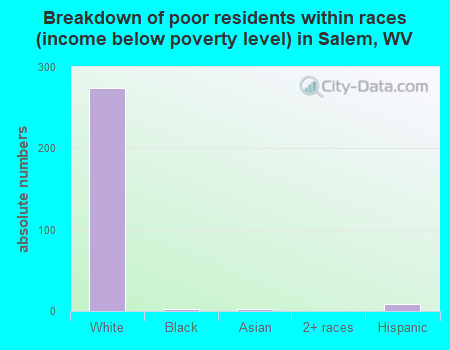 Breakdown of poor residents within races (income below poverty level) in Salem, WV