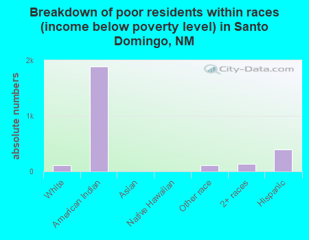 Breakdown of poor residents within races (income below poverty level) in Santo Domingo, NM