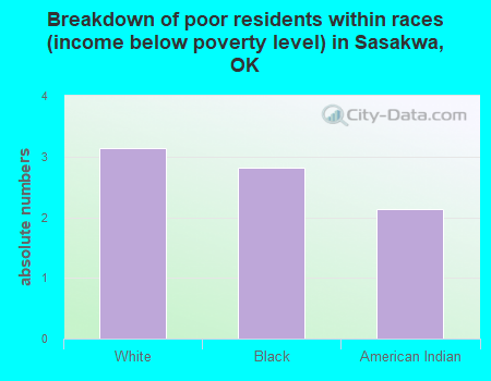Breakdown of poor residents within races (income below poverty level) in Sasakwa, OK