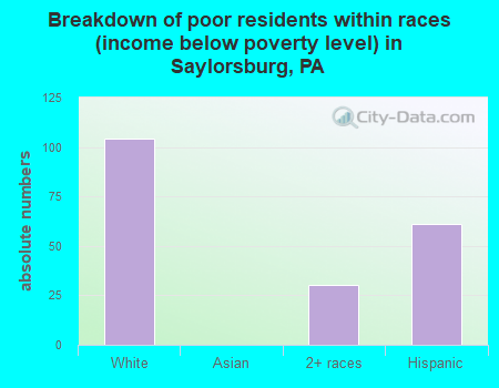 Breakdown of poor residents within races (income below poverty level) in Saylorsburg, PA